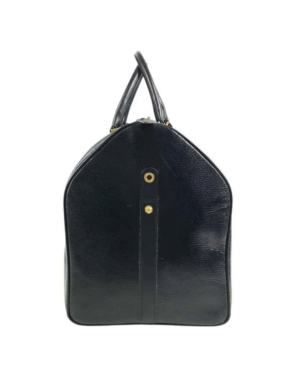 Versace Handbag Sunburst Logo Leather Black